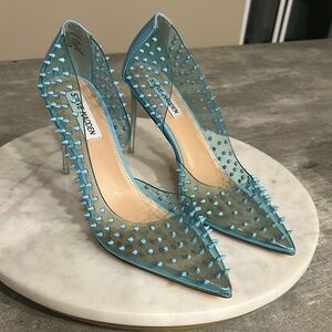 Steve Madden Transparent Blue spiked Heels size 8